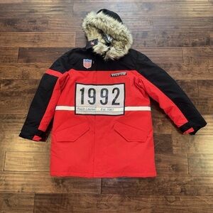 POLO by Ralph Lauren Red and Black Puffer Coat 1992 stadium Pwing NWT